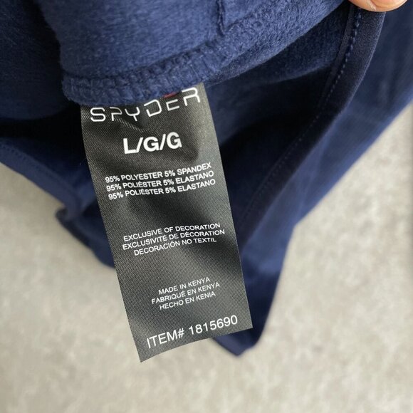NEW Spyder Men's L Navy 1/4 Zip Pullover Ribbed Sweatshirt Mock neck - Picture 6 of 10